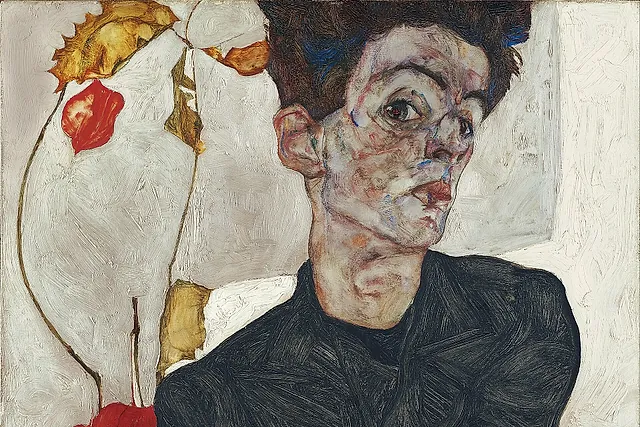 에곤 실레, 〈꽈리가 있는 자화상〉, 1912년
